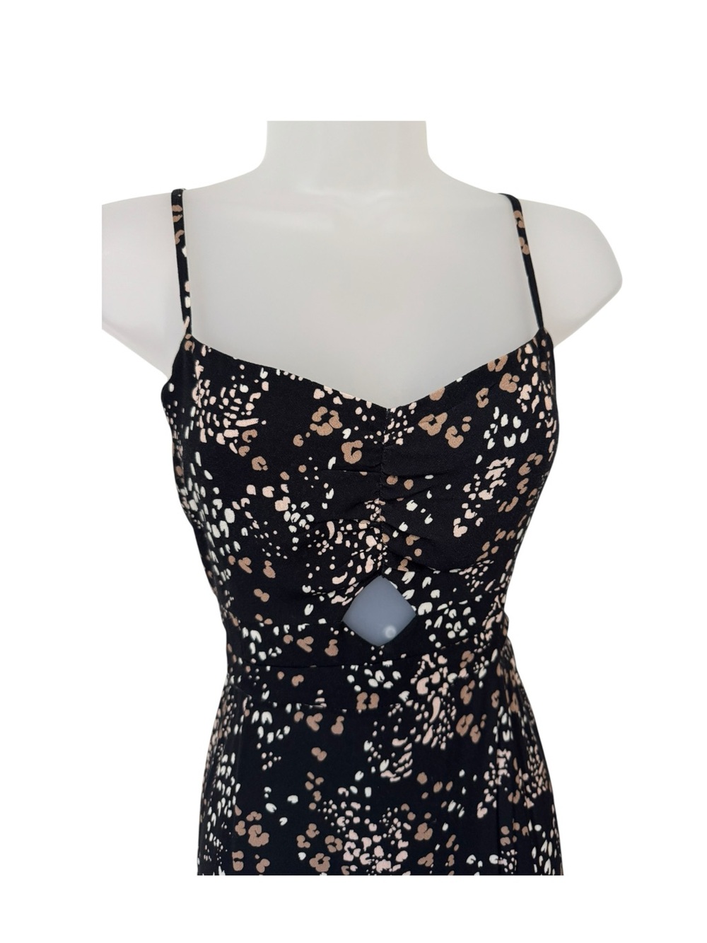 SALTWATER LUXE | Printed Sleeveless Midi Dress with Cutout in Black Motif, Small - Picture 4 of 12